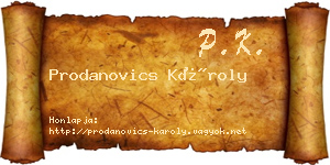 Prodanovics Károly névjegykártya