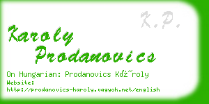 karoly prodanovics business card